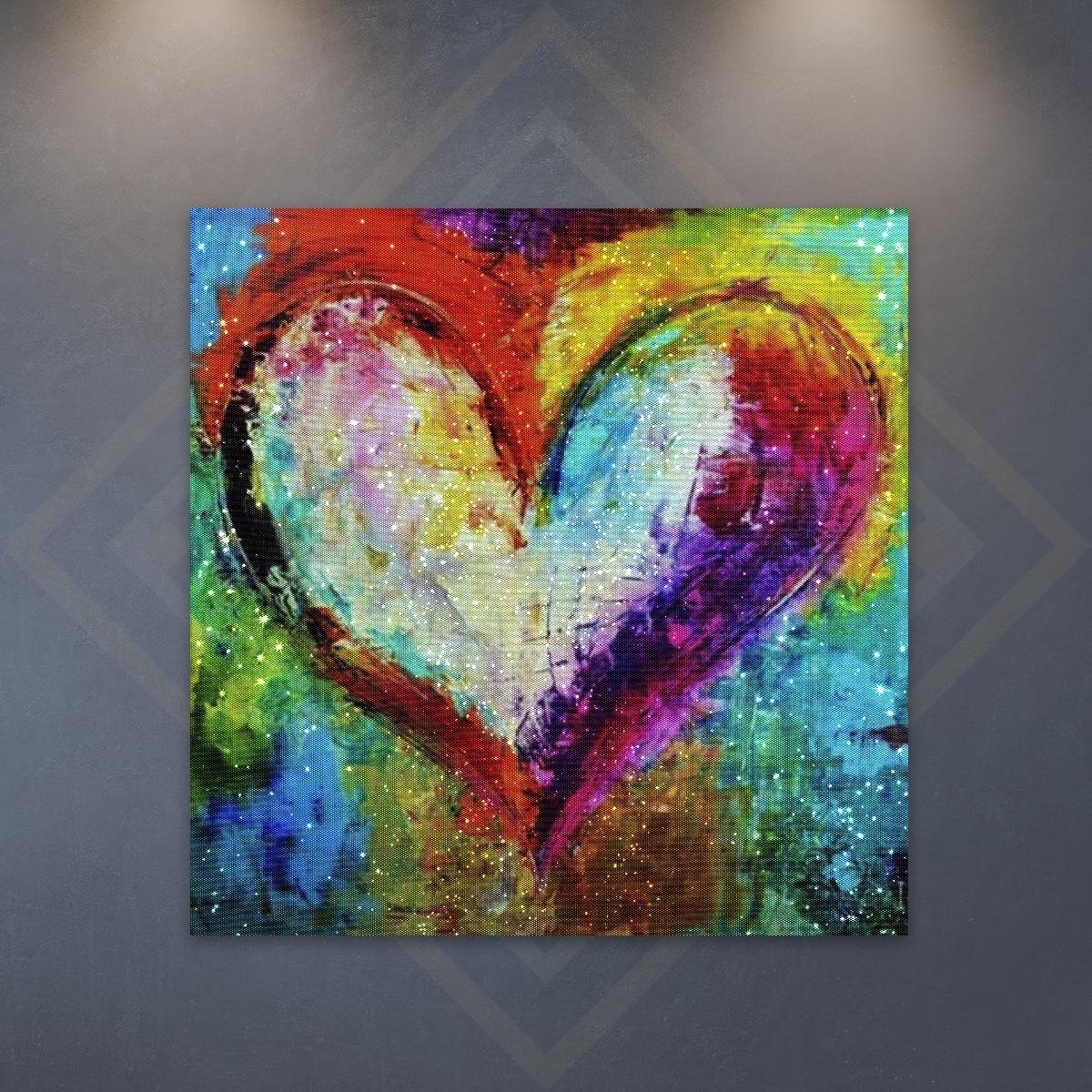 Glimb® | Diamond Painting Pakket HQ | Kleurrijk Hart | 40X40 CM | Vierkant | Volledig | Made in NL! // Diamond Painting - Diamond Painting Pakketten - Diamond Paint - Daimond Painting - Dotz -Diamond Schilderen - Diamond Painting Volwassenen